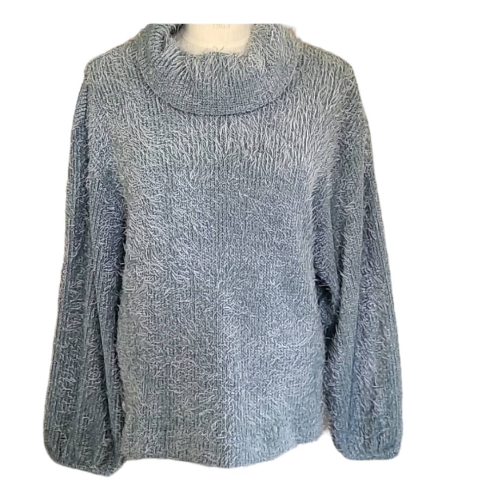 Kate & Sam Eyelash Sweater New Sage Green Oversized Large Cowl Neck